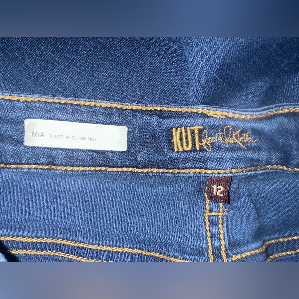 Kut from the Kloth Women Size 12 Jeans Mia Toothpick Skinny Blue Denim Dark Wash - Picture 3 of 7